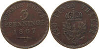 BRANDENBURG PREUSSEN 3 PFENNIG Wilhelm I. (1861-1888) -