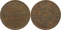 BRANDENBURG PREUSSEN 3 PFENNIG Wilhelm I. (1861-1888) -