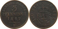 BRANDENBURG PREUSSEN 3 PFENNIG Wilhelm I. (1861-1888) -