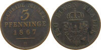 BRANDENBURG PREUSSEN 3 PFENNIG Wilhelm I. (1861-1888) -
