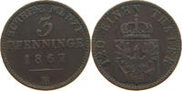 BRANDENBURG PREUSSEN 3 PFENNIG Wilhelm I. (1861-1888) -