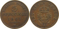 BRANDENBURG PREUSSEN 3 PFENNIG Wilhelm I. (1861-1888) -