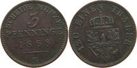 BRANDENBURG PREUSSEN 3 PFENNIG Wilhelm I. (1861-1888) -