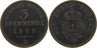 BRANDENBURG PREUSSEN 3 PFENNIG Wilhelm I. (1861-1888) -