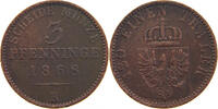 BRANDENBURG PREUSSEN 3 PFENNIG Wilhelm I. (1861-1888) -