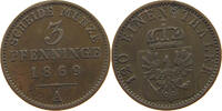 BRANDENBURG PREUSSEN 3 PFENNIG Wilhelm I. (1861-1888) -