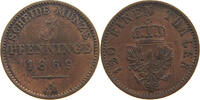 BRANDENBURG PREUSSEN 3 PFENNIG Wilhelm I. (1861-1888) -