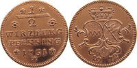WÜRZBURG BISTUM 1/2 PFENNIG NACHPRÄGUNG -