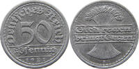 WEIMARER REPUBLIK 50 PFENNIG 1921 F MINTING ERROR 50 DOUBLE STRUCK SS