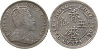 HONG KONG 5 CENTS 1904 EDWARD VII. (1901 - 1910) SS+