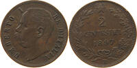 ITALY 2 CENTESIMI UMBERTO I. (1878-1900) DOUBLE STRUCK T IN CENTESIMI -