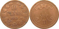 10 PENNIÄ 1865 FINLAND ALEXANDER II. (1855-1881) S