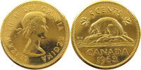 CANADA 5 CENTS ELIZABETH II. (1952-2022) GOLD EPLATED -