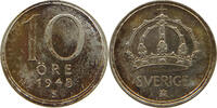 10 ÖRE 1948 SWEDEN GUSTAV V. (1907-1950) PROOFLIKE SHINNY FIELDS UNC