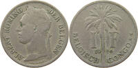 CONGO BELGIAN 1 FRANC ALBERT I. 1909-1934 -
