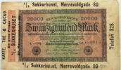 DENMARK 20000 MARK OVERPRINT UKKERHUSET NORREVOLGADE 80 -