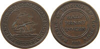 GREAT BRITAIN HALFPENNY TOKEN BRISTOL PATENT SHEATHING NAIL MANUFACTORY -