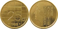 25 CENTS 1985 NETHERLANDS BEATRIX (1980-2013) GOLD PLATED SS+
