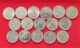 GREAT BRITAIN COLLECTION LOT 5 PENCE COLLECTION LOT GREAT BRITAIN 5 PENCE ALL DIFFERENT DATES TOP 16PC 92G -