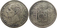 SPAIN 5 PESETAS ALFONSO XII. (1874–1885) NON SILVER FORGERY COPY RESTRIKE -