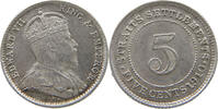 STRAITS SETTLEMENTS 5 CENTS EDWARD VII. (1901 - 1910) DIE ERROR -