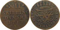 DENMARK 12 SKILLING FREDERIK IV. (1699-1730) COPPER TIMELY RESTRIKE -