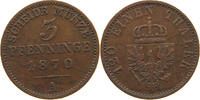 BRANDENBURG PREUßEN 3 PFENNIG Wilhelm I. 1861-1888 -