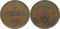 FINLAND 5 PENNIÄ Alexander II. 1855-1881 -