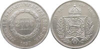 BRAZIL 2000 REIS Pedro II. 1831 - 1889 DOUBLE STRUCK 5 IN DATE -