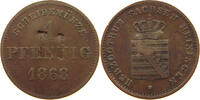 1 pfennig 1868 M Sachsen Gegenstempel M Sehr selten ss