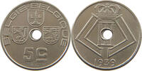 BELGIUM 5 CENTIMES MINTING ERROR 5 CENTIMES 1939 HOLE OFF-CENTER -