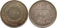 BRAZIL 500 REIS Pedro II. 1831 - 1889 -