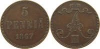 FINLAND 5 PENNIA Alexander II (1855-1881) -