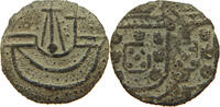PORTUGUESE MALACCA DINHEIRO TIN DINHEIRO SHIP DOUBLE STRUCK REVERSE -