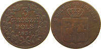 POLAND 3 GROSZE Nikolaus I. (1825-1855) RARE -