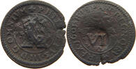 SPAIN 2 MARAVEDIS Felipe III. (1598-1621) COUNTERMARKED 6 MARAVEDIS -