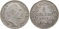 BAYERN 1/2 GUDLEN Maximilian II. Joseph (1848-1864) -