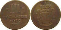 WALDECK 3 PFENNIG Georg Heinrich 1813-1845. -