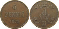 Finnland 5 pennia Alexander II. 1855-1881. -