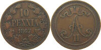 FINLAND 10 PENNIÄ Alexander II. 1855-1881 -