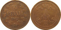 FINLAND 10 PENNIÄ Alexander II. 1855-1881 -
