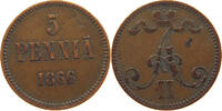 FINLAND 5 PENNIÄ Alexander II (1855-1881) -