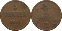 FINLAND 5 PENNIÄ Alexander II (1855-1881) ENGRAVED -