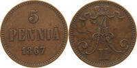 FINLAND 5 PENNIÄ Alexander II (1855-1881) -