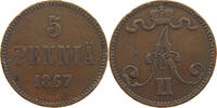 FINLAND 5 PENNIÄ Alexander II (1855-1881) -
