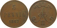FINLAND 5 PENNIÄ Alexander II (1855-1881) -