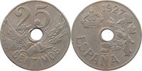 SPAIN 25 CENTIMOS Alfonso XIII. (1886–1941) hole OFF-CENTER -