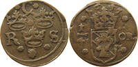 SWEDEN 1/4 ÖRE Christina (1632-1654) OFF-CENTER -