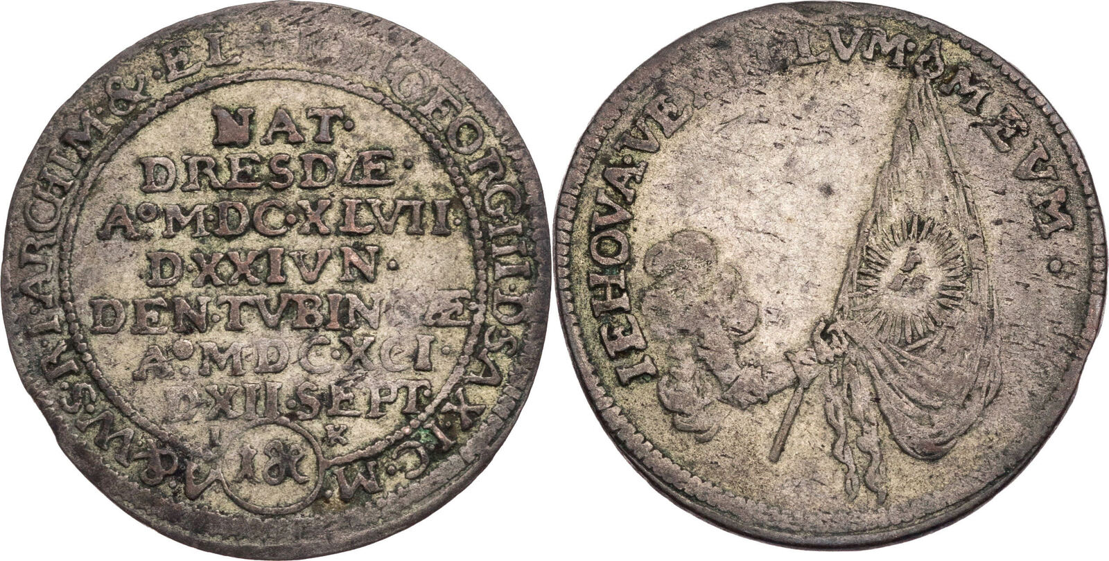 Sachsen, Albertinische Linie Groschen (1/24 Taler) 1691 IK Johann Georg ...