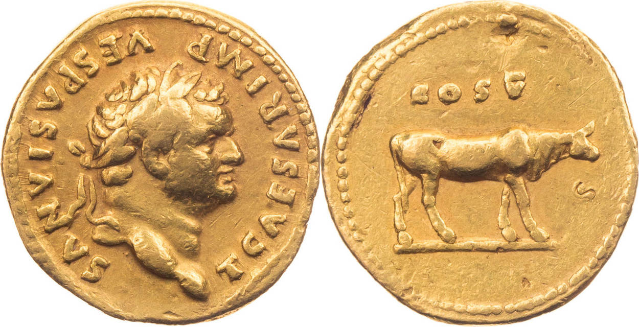 Römische Kaiserzeit Aureus 76 n. Chr. Titus als Caesar unter Vespasian